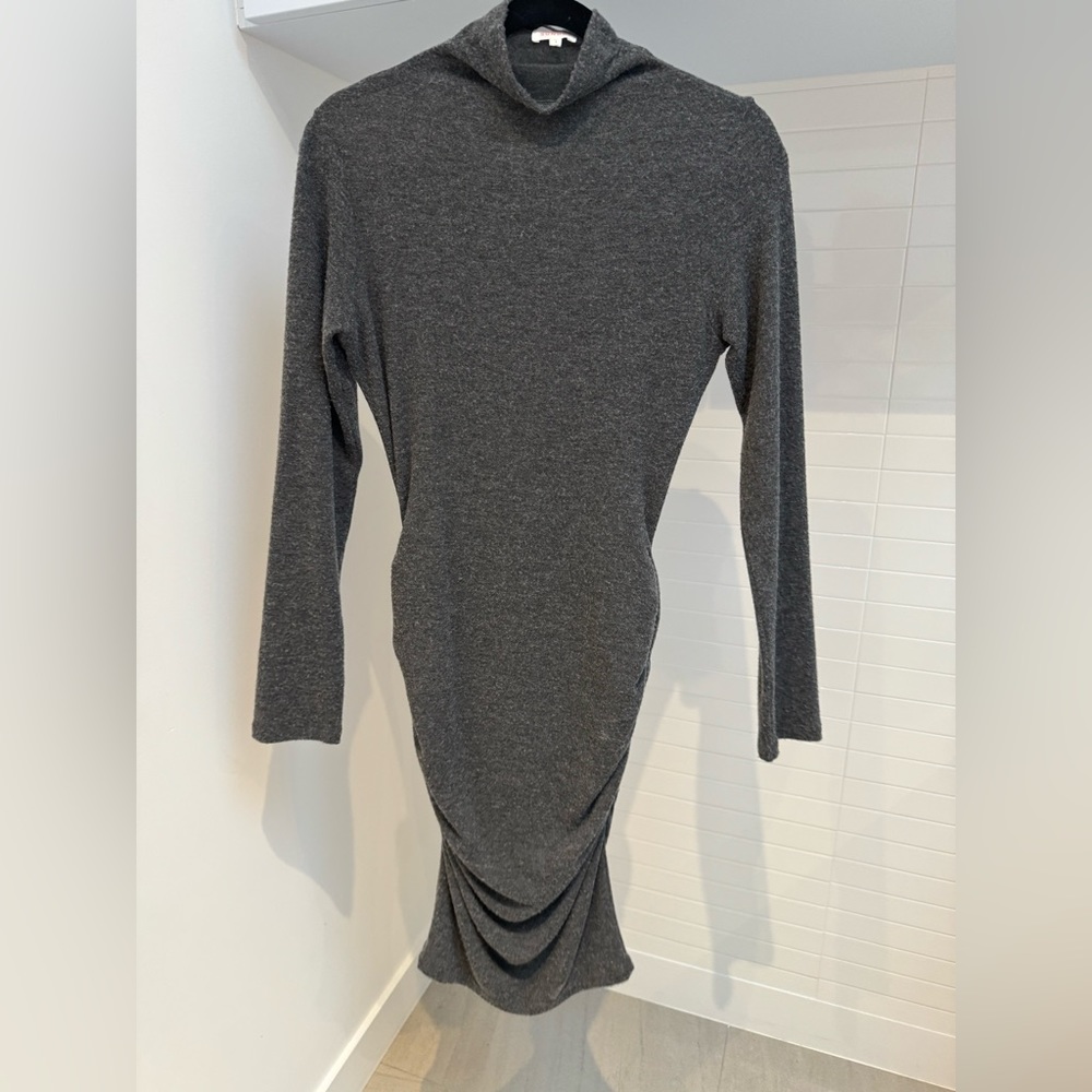 Sundry Brand, jersey knit long sleeve dress with small mock neck